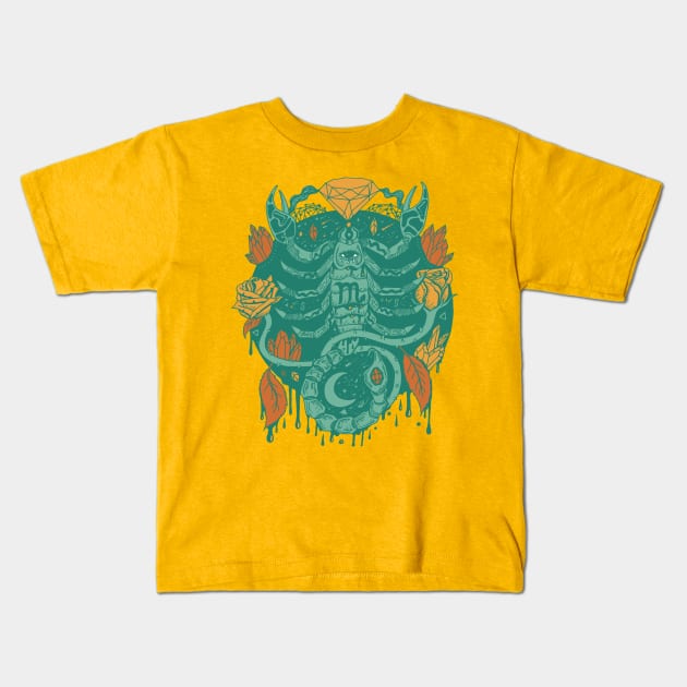 Mountain Green Mystic Scorpio Zodiac Kids T-Shirt by kenallouis